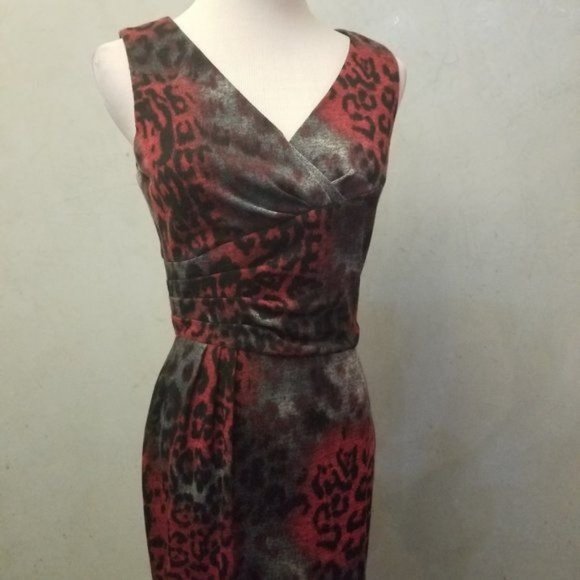 Frank Lyman Design V-neck animal printed dress women's size 4 (252) - Picture 11 of 13